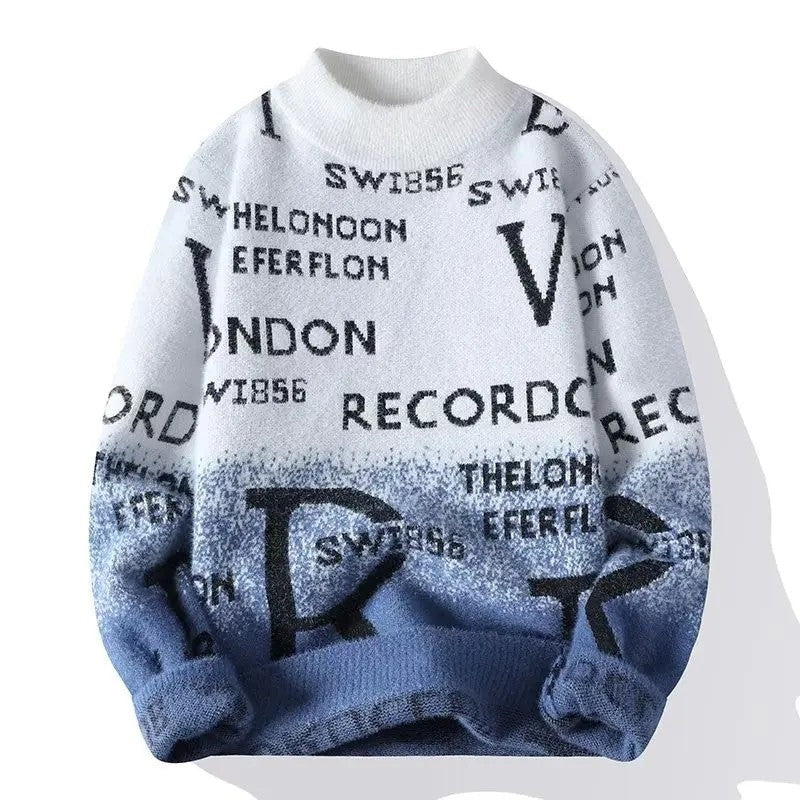 Albert Men's Graphic Mock Neck Knit Sweater