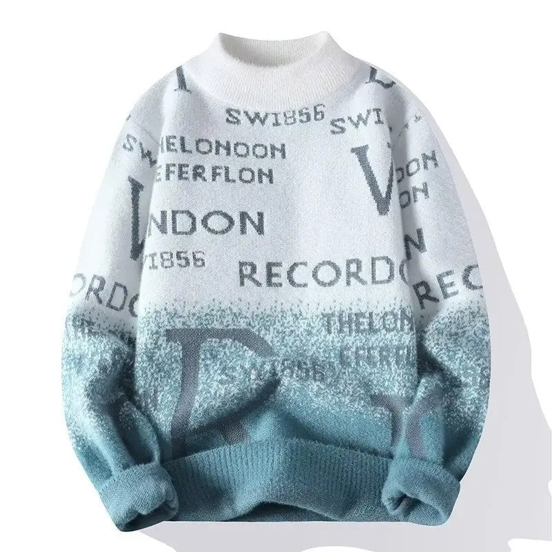 Albert Men's Graphic Mock Neck Knit Sweater