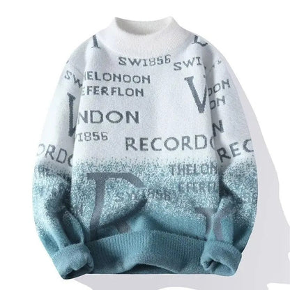 Albert Men's Graphic Mock Neck Knit Sweater