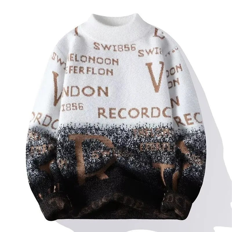 Albert Men's Graphic Mock Neck Knit Sweater