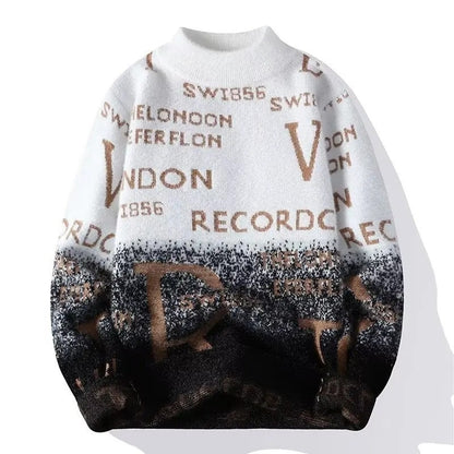 Albert Men's Graphic Mock Neck Knit Sweater