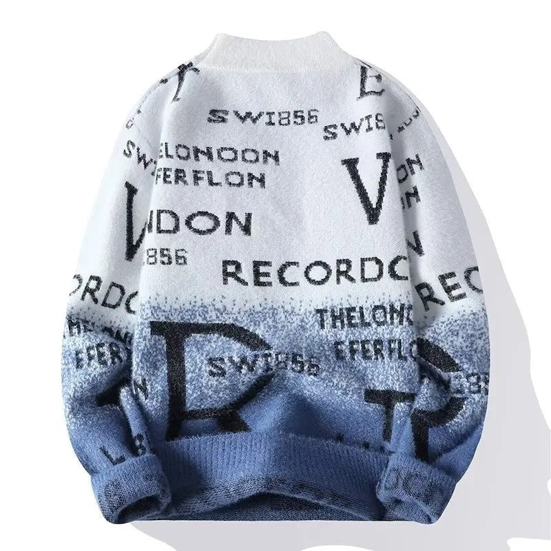 Albert Men's Graphic Mock Neck Knit Sweater