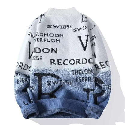 Albert Men's Graphic Mock Neck Knit Sweater