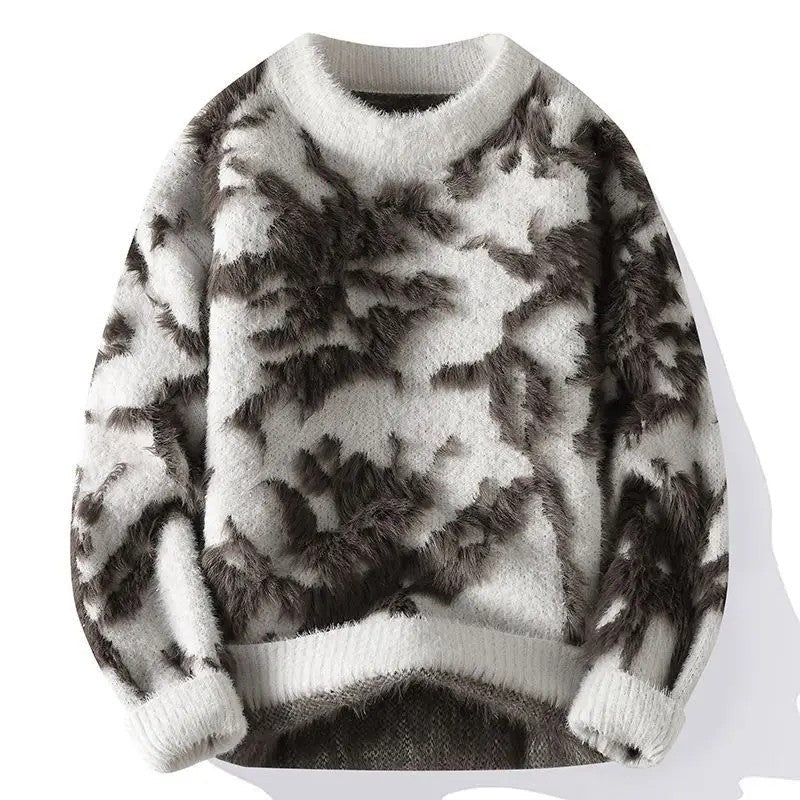 Antonio Men's Fuzzy Textured Crewneck Sweater