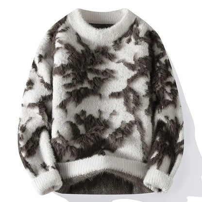 Antonio Men's Fuzzy Textured Crewneck Sweater