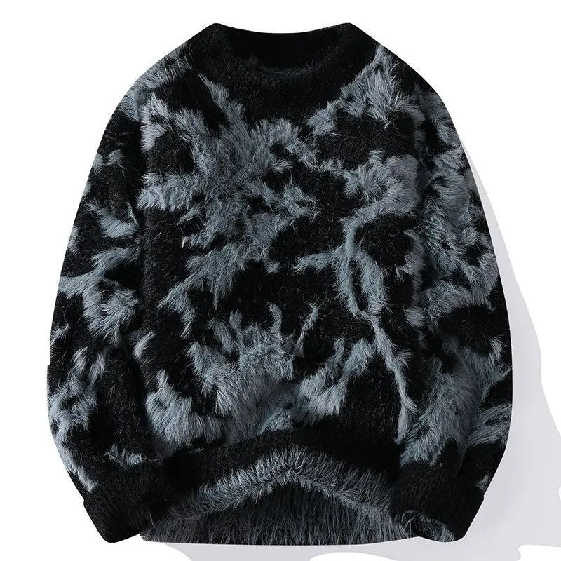 Antonio Men's Fuzzy Textured Crewneck Sweater