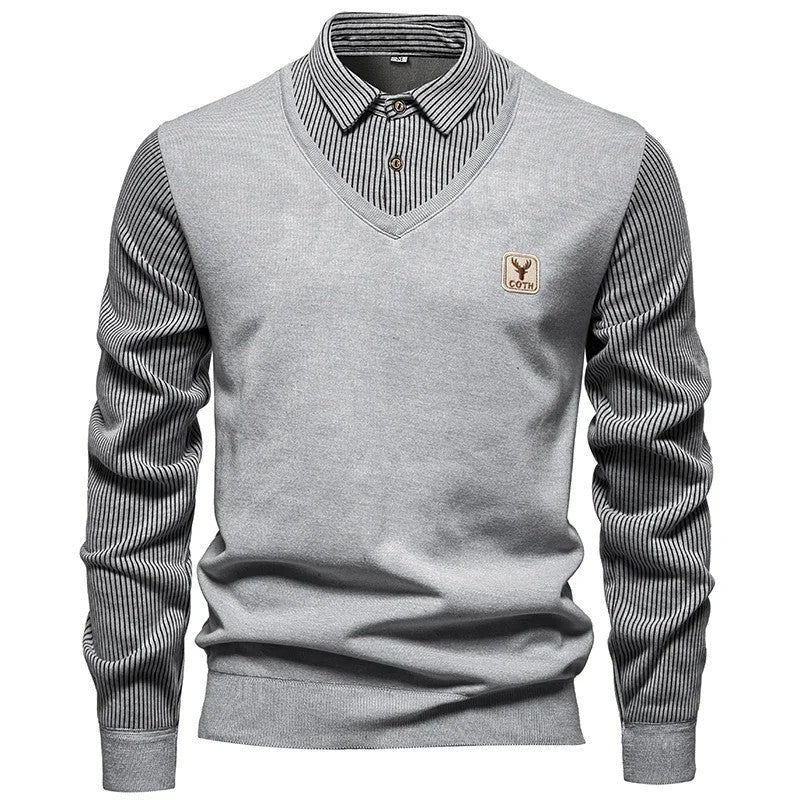 Arthur Men's Striped Layered V-Neck Sweater
