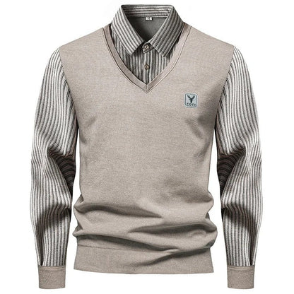 Arthur Men's Striped Layered V-Neck Sweater