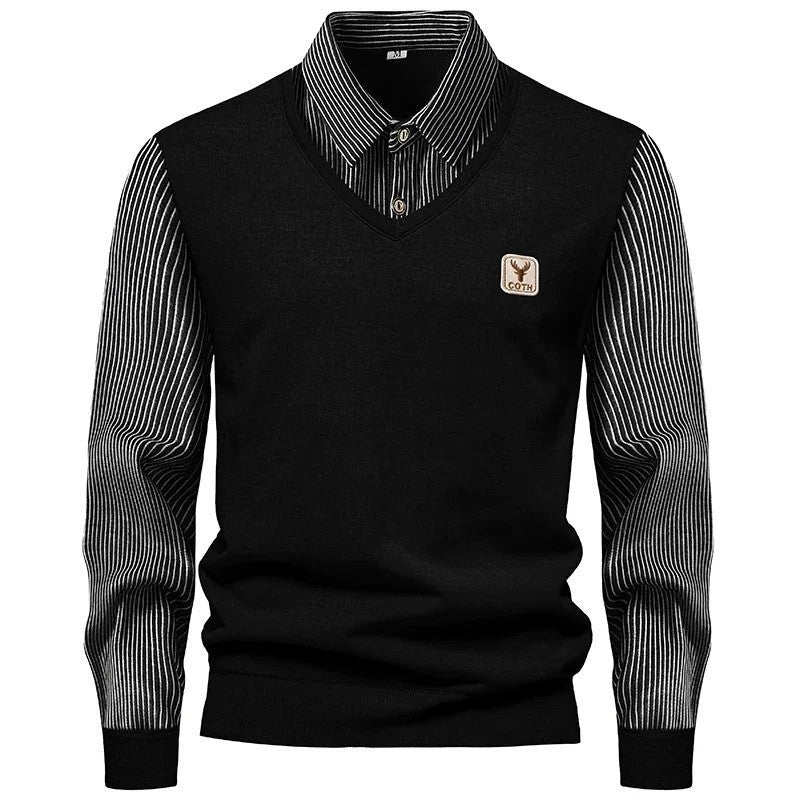 Arthur Men's Striped Layered V-Neck Sweater