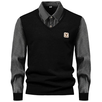 Arthur Men's Striped Layered V-Neck Sweater