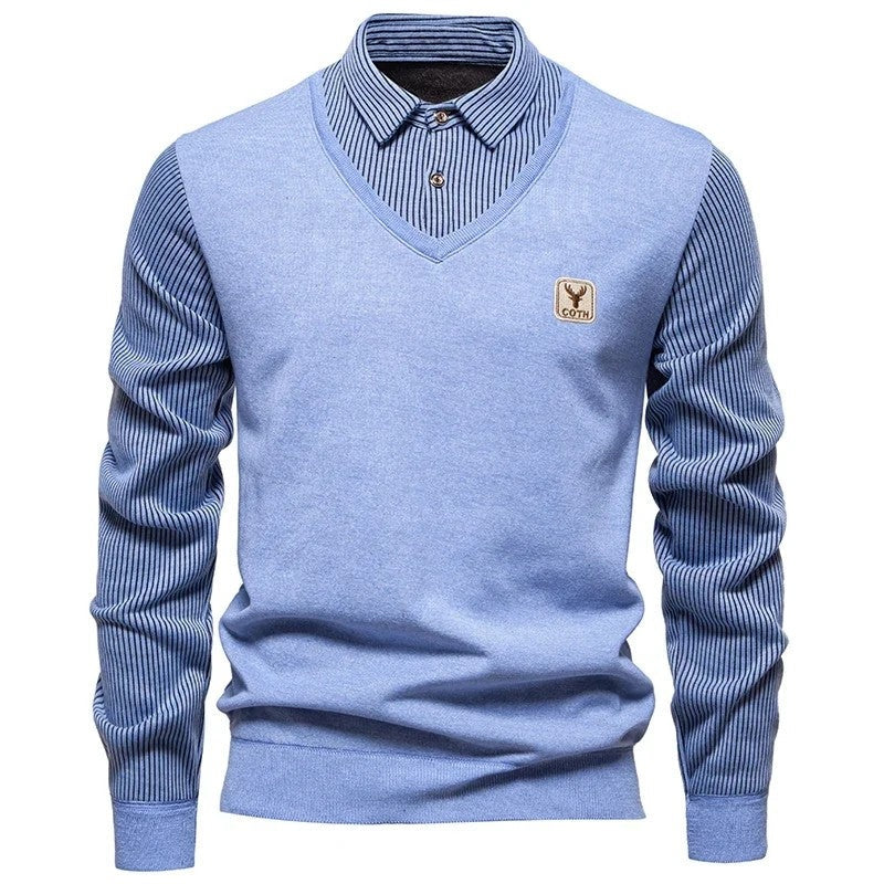 Arthur Men's Striped Layered V-Neck Sweater