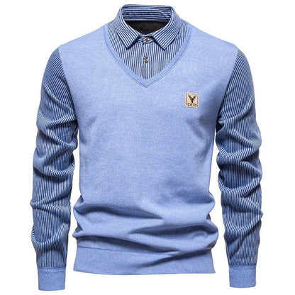 Arthur Men's Striped Layered V-Neck Sweater