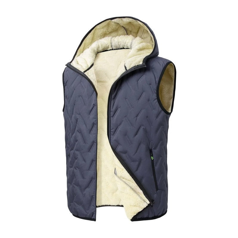 Carlo Men's Quilted Fleece Hooded Vest