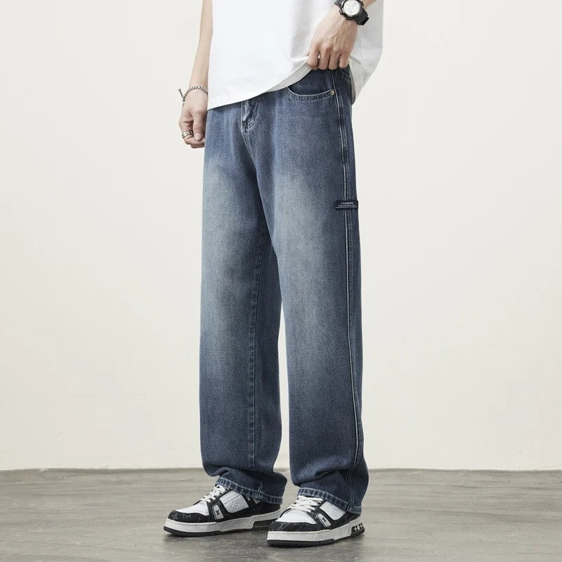 Conrad Men's Relaxed Wide-Leg Denim Pants