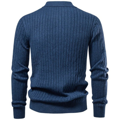 David Men's Cable Knit Polo Sweater
