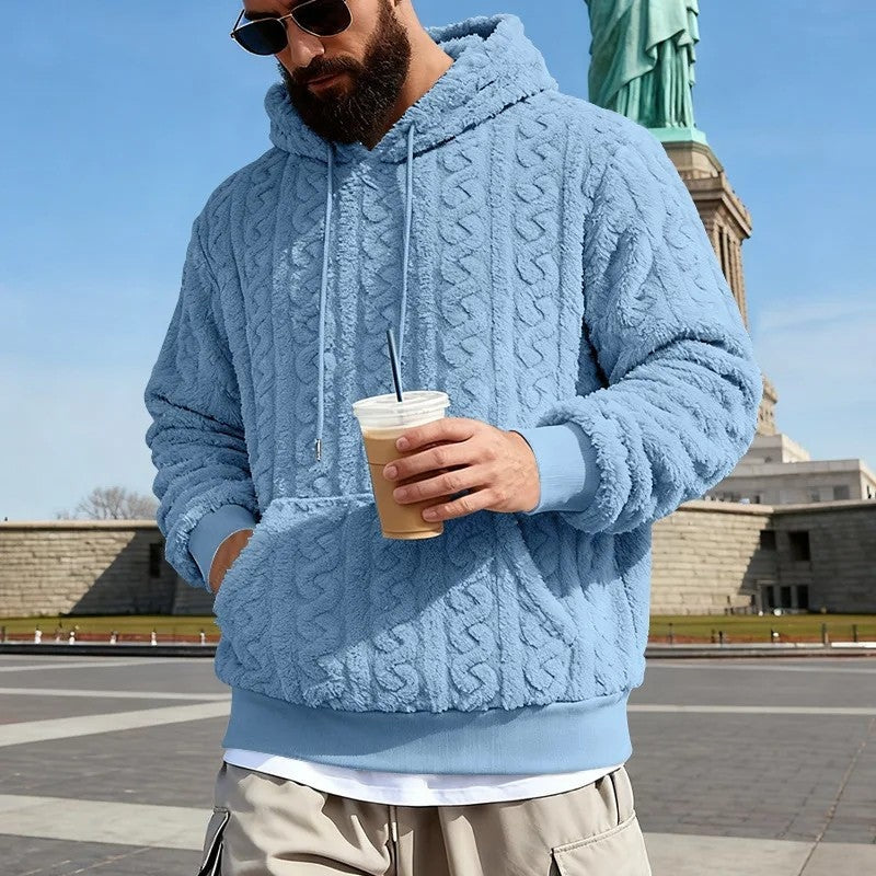 Dominic Men's Fleece Cable Knit Hoodie
