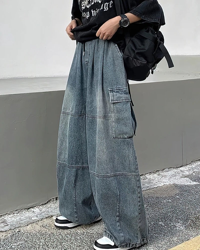 Henrik Men's Relaxed Wide-Leg Cargo Pants