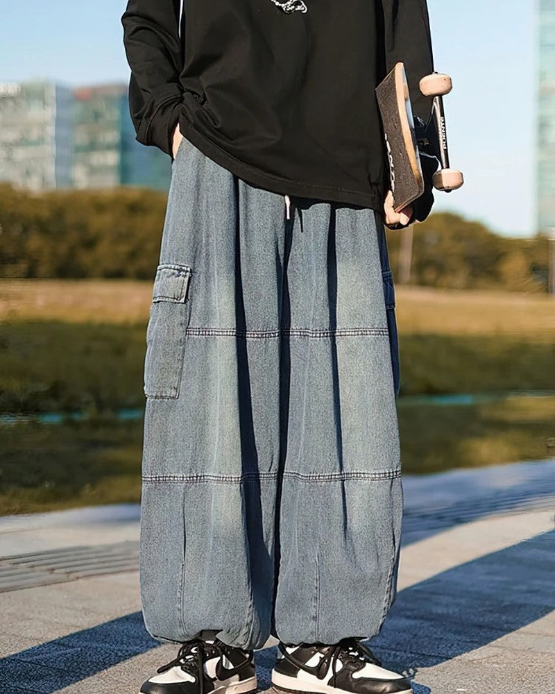 Henrik Men's Relaxed Wide-Leg Cargo Pants