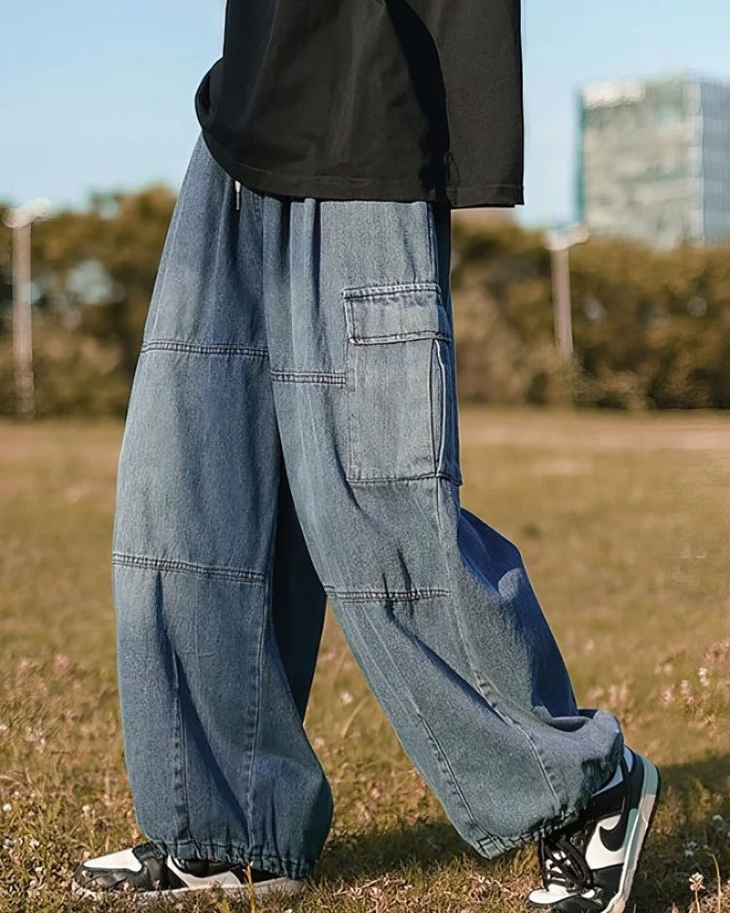 Henrik Men's Relaxed Wide-Leg Cargo Pants