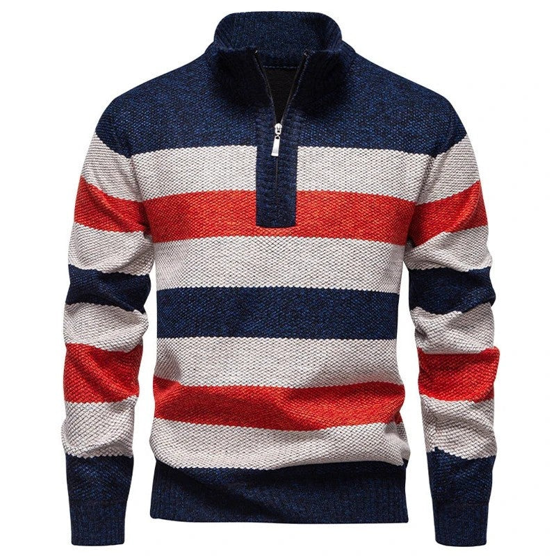 Jonathan Men's Striped Half-Zip Knit Sweater
