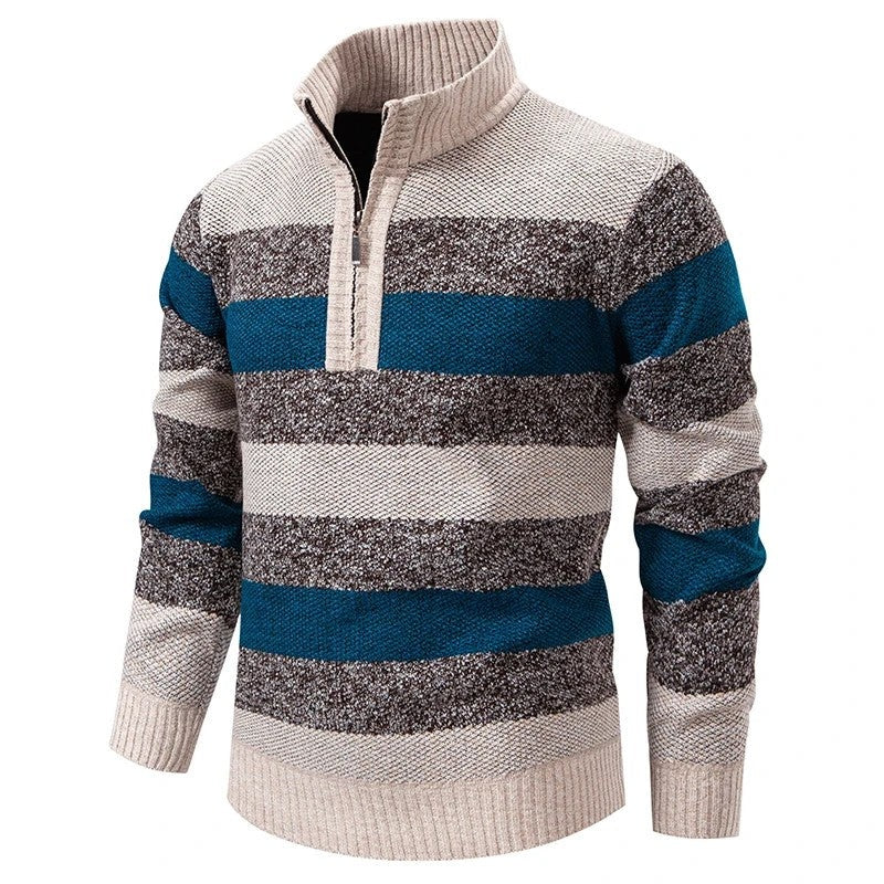 Jonathan Men's Striped Half-Zip Knit Sweater