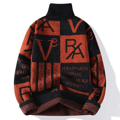 Nathan Men's Relaxed Graphic Turtleneck Sweater