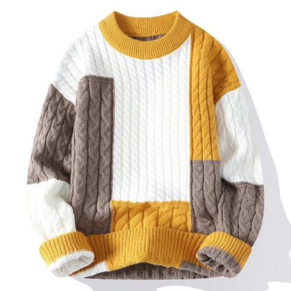 Pedro Men's Patchwork Cable Knit Sweater