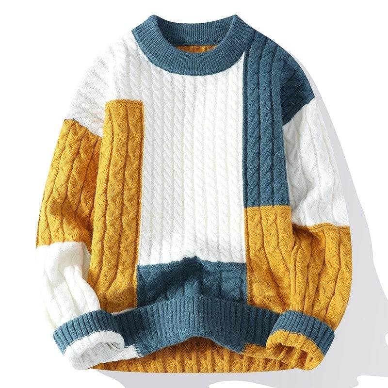 Pedro Men's Patchwork Cable Knit Sweater