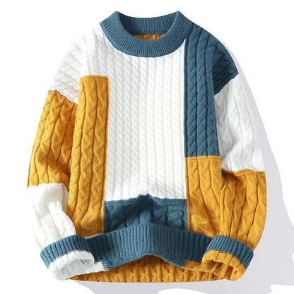 Pedro Men's Patchwork Cable Knit Sweater