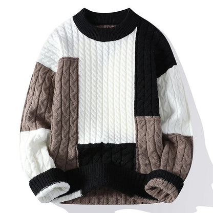 Pedro Men's Patchwork Cable Knit Sweater
