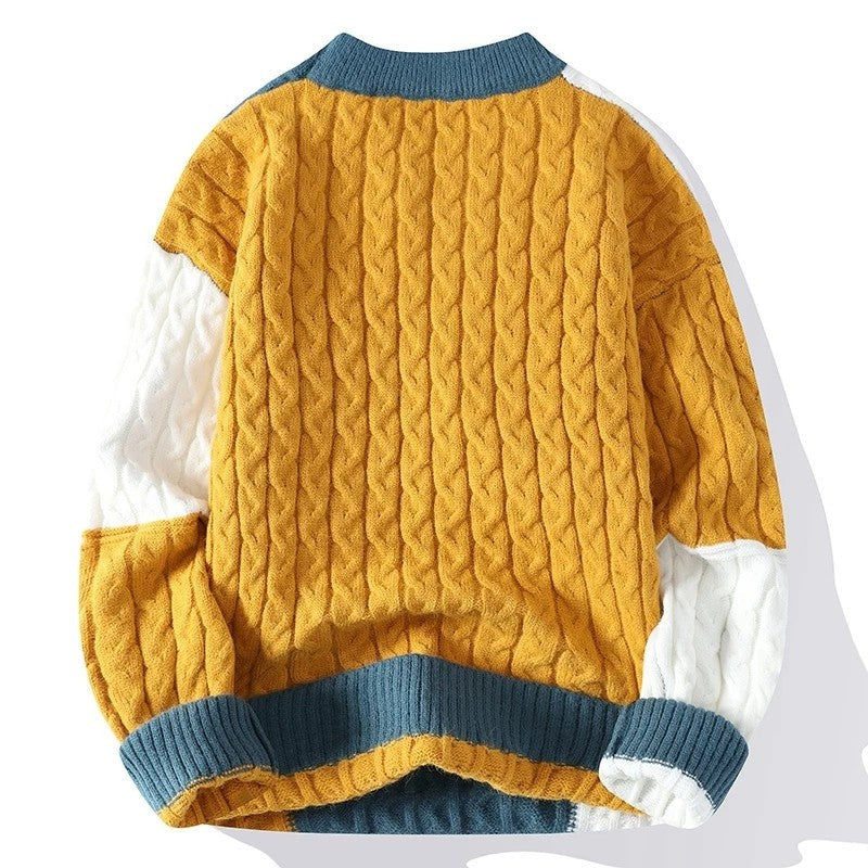 Pedro Men's Patchwork Cable Knit Sweater