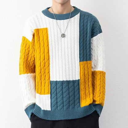 Pedro Men's Patchwork Cable Knit Sweater