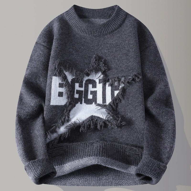 Vincent Men's Distressed Star Knit Sweater