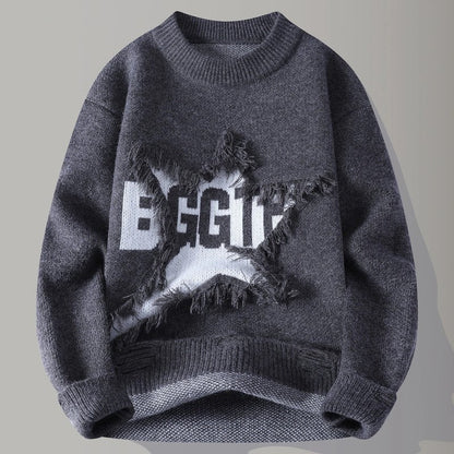 Vincent Men's Distressed Star Knit Sweater